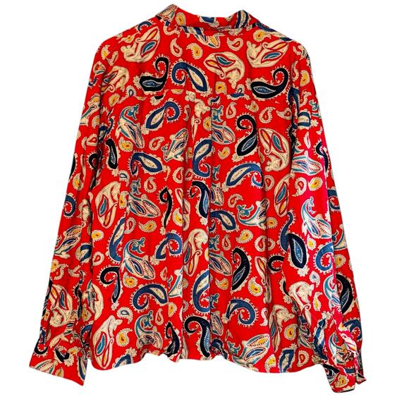 Vintage CST Sport Button Up Red Paisley Shirt Top Women's 30W Boho Retro Quirky - Picture 5 of 6